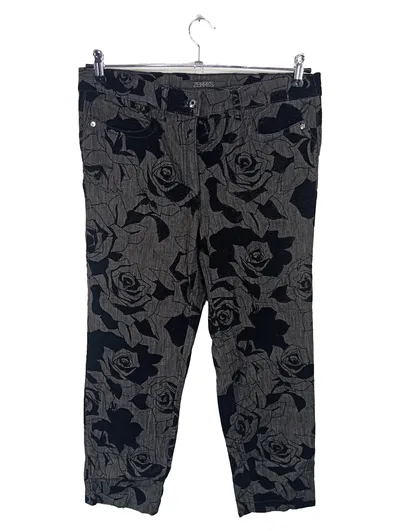 Zerres Damen Stoffhose Grau Blumenmuster Glitzer Gr. 38