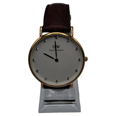 Daniel Wellington Armbanduhr Damen Braun Leder Strass Klassisch