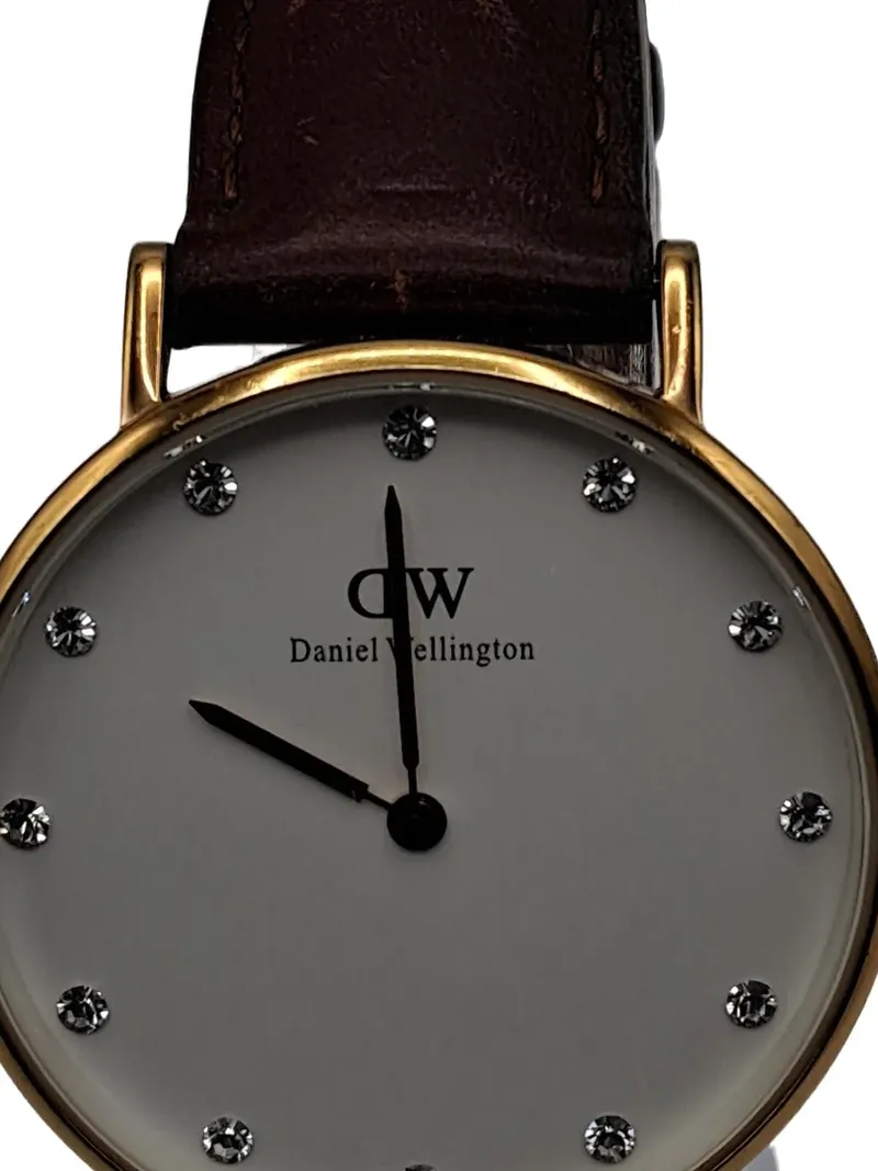 Daniel Wellington Armbanduhr Damen Braun Leder Strass Klassisch 2