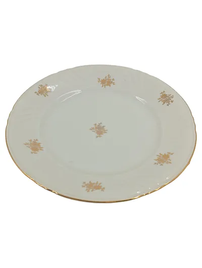Bavaria Kuchenteller Porzellan Weiß Gold Florales Muster 19 cm