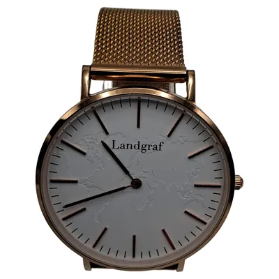 Landgraf Damenuhr Armbanduhr Rosegold Mesh Armband Weltkarte Minimalistisch