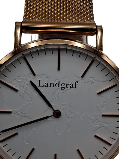 Landgraf Damenuhr Armbanduhr Rosegold Mesh Armband Weltkarte Minimalistisch