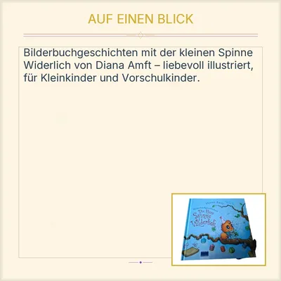 Die kleine Spinne Widerlich Bilderbuchgeschichten Diana Amft Kinderbuch