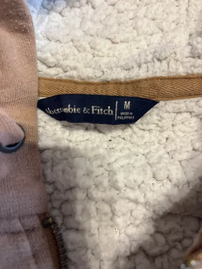 Abercrombie & Fitch Sweatjacke Damen Gr. M Beige Sherpa Kapuze