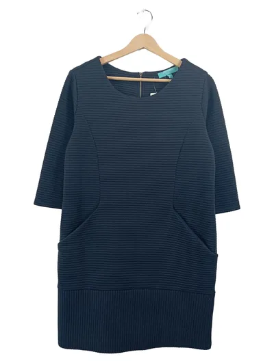 Fever London Strickkleid Damen Gr. 38 Petrol Rippstrick Business