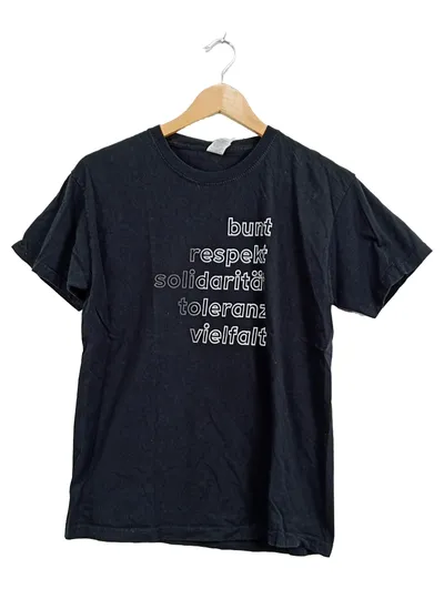 Fruit of the Loom T-Shirt Kinder Gr. M/140 Schwarz Schriftzug Print