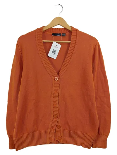 creation L Damen Strickjacke Cardigan Orange Gr. 40 L V-Ausschnitt Knopfleiste