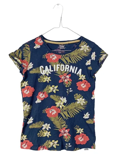 YIGGA Mädchen T-Shirt Gr. 158/164 Hawaii Blumen California Blau
