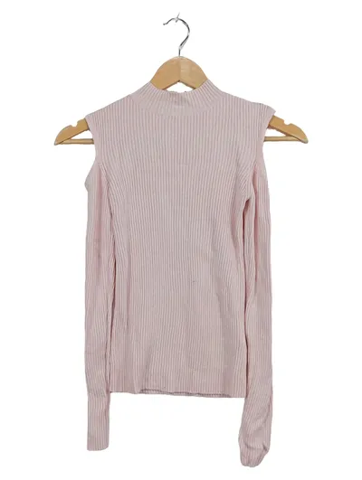 Miss Selfridge Damen Pullover Rosa Gr. 36 S Rippstrick Cut-Out Schultern