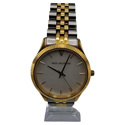 Paul Valentine Damenuhr Armbanduhr Edelstahl Perlmutt Bicolor Gold Elegant