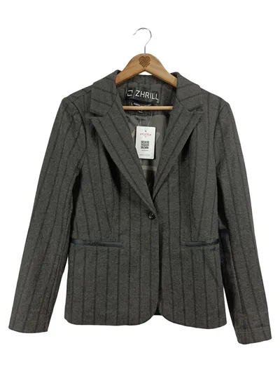 ZHRILL Damen Blazer Jacke Grau Gestreift Gr. 38 M Business