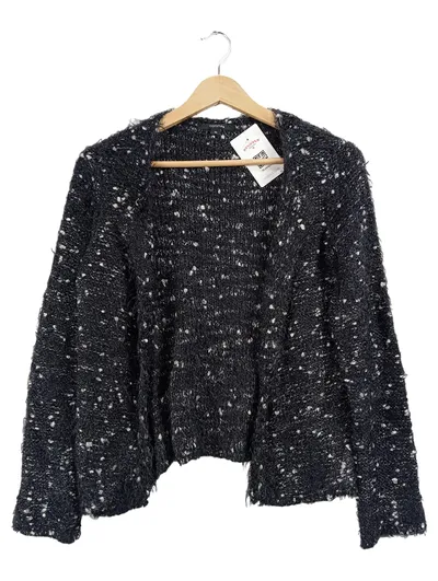Comma Strickjacke Damen Gr. 36 S Schwarz Punkte Kurzjacke Bouclé