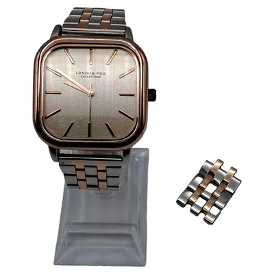London Fog Collection Damenuhr Armbanduhr Metall Silber Klassisch