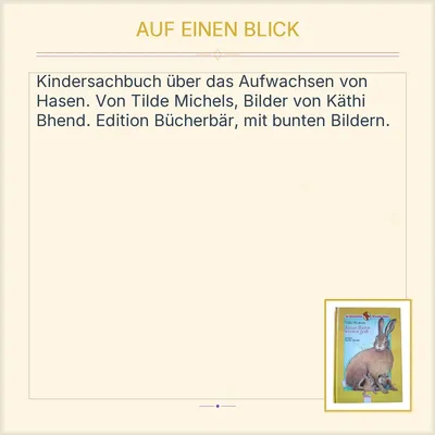 Kleine Hasen werden groß - Tilde Michels Kinderbuch Edition Bücherbär