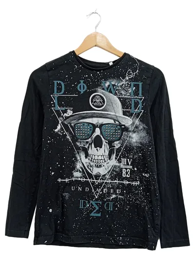 Download DWD Langarmshirt Totenkopf Skull Streetwear Kinder Gr. 158/164 Schwarz