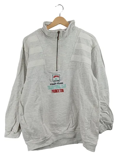 Berto Lucci Vintage Pullover Herren XXL Grau Princeton Quarter-Zip