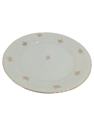 Bavaria Kuchenteller Weiß Gold Blumenmuster Porzellan 24.5 cm Klassisch