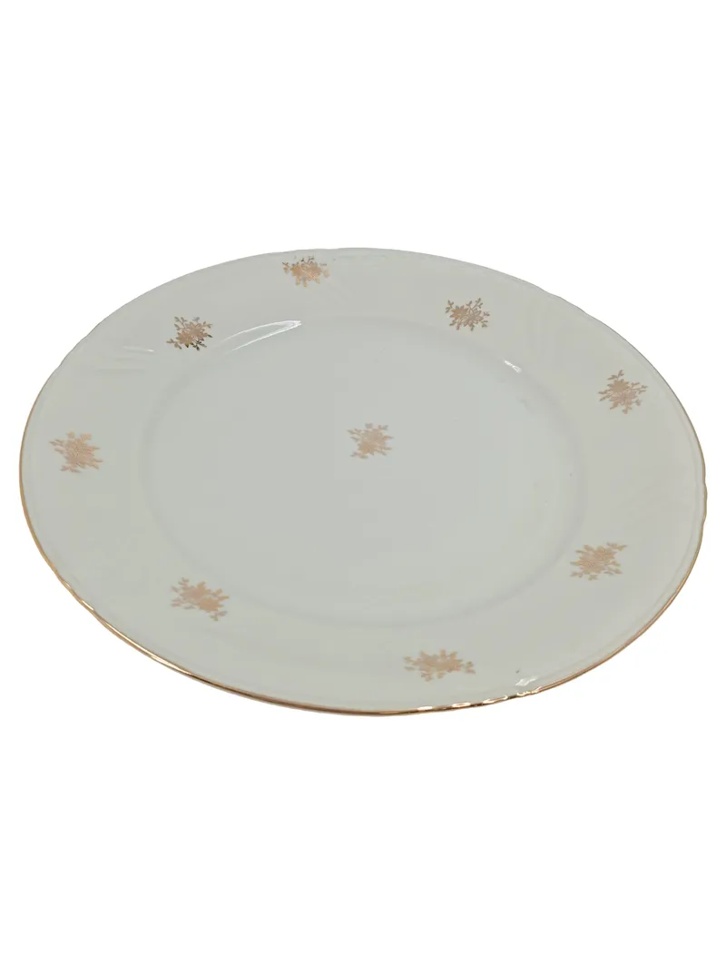 Bavaria Kuchenteller Weiß Gold Blumenmuster Porzellan 24.5 cm Klassisch 1