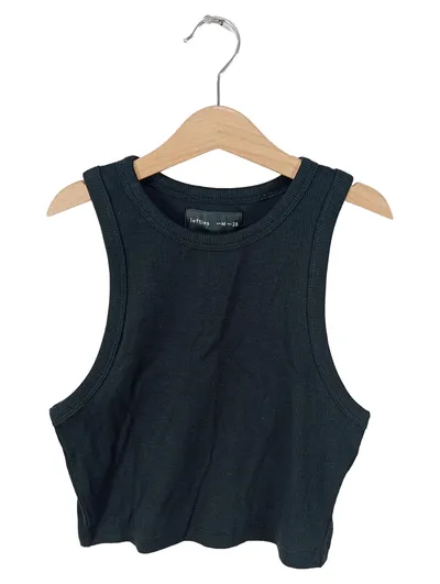 Lefties Damen Rippstrick Crop Top Schwarz Gr. 38;M Basic Ärmellos