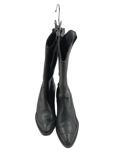 AllSaints Damen Cowboystiefel Leder Schwarz Gr. 36 Vintage Stiefel