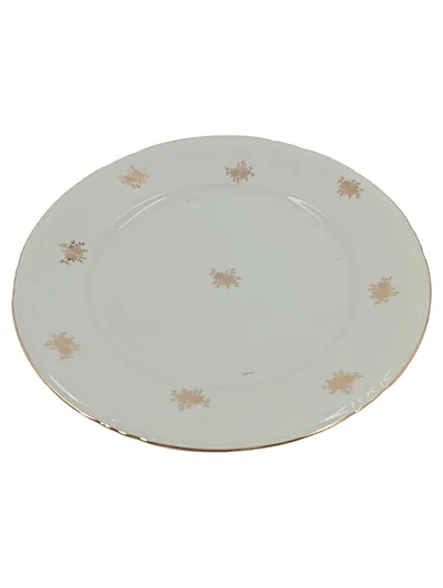 Bavaria Kuchenteller Weiß Gold Schneeflocken Porzellan 24.5 cm Klassisch