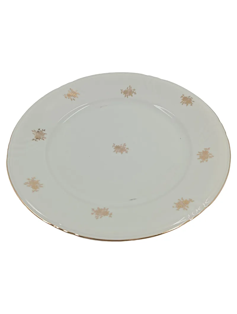 Bavaria Kuchenteller Weiß Gold Schneeflocken Porzellan 24.5 cm Klassisch 1
