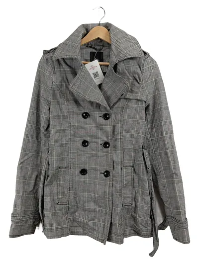 Ann Christine Trenchcoat Damen Gr. 36 S Grau Kariert Baumwolle