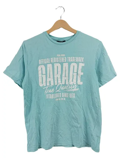 Smog Herren T-Shirt Garage Print Türkis Regular Fit Gr. S