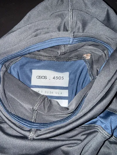 ASOS 4505 Damen Sport Kapuzenpullover Grau Blau Gr. 36 S Langarm