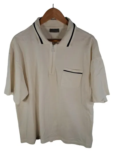 ANGELO MURONI Herren Poloshirt Beige Gr. 50, L Kurzarm Reißverschluss Baumwolle