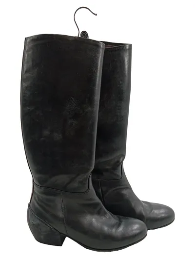 Vic Matié Damen Leder Stiefel Schwarz Gr. 36 Klassisch Kniehoch