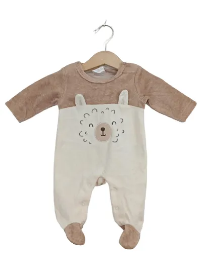 ORSOLINO Baby Strampler Einteiler Bärenmotiv Beige Gr. 50