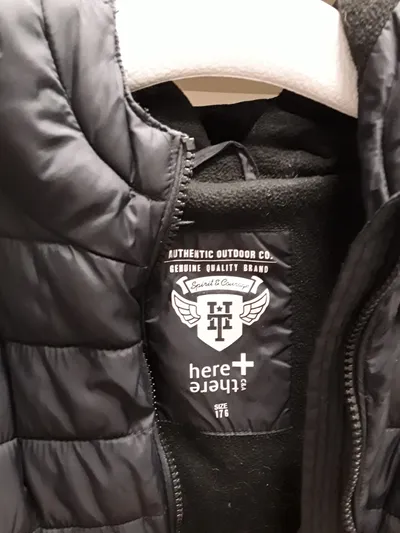 Here & There Steppjacke Kinder Gr. 176 Schwarz Outdoor Kapuze