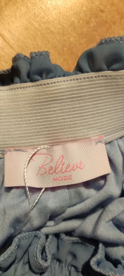 Believe Mode Damen Minirock Blau Herzmuster Rüschen Gr. M