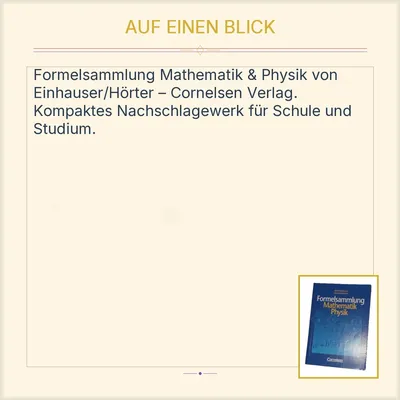 Formelsammlung Mathematik Physik Cornelsen Alois Einhauser Christian Hörter