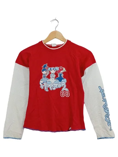 Here & There Langarmshirt Mädchen Rot Gr. 158, 164 Hipster Print Streetwear