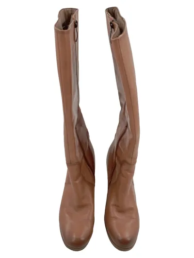 Tamaris Damen Leder Stiefel Absatz Blockabsatz Reißverschluss Braun Gr. 38