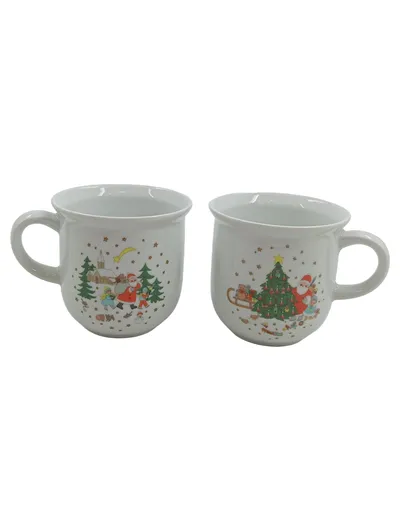 Eschenbach Porzellan Tassen Set 2er Weihnachtsmotiv Weihnachtsmann Germany