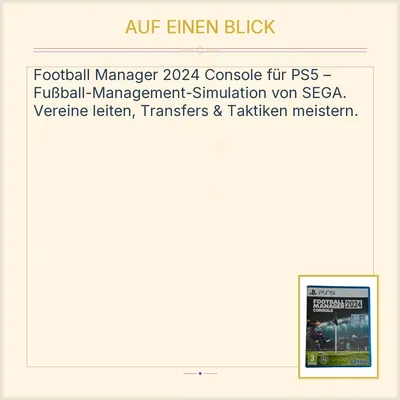 Football Manager 2024 Console SEGA PS5 Videospiel Fußball Simulation