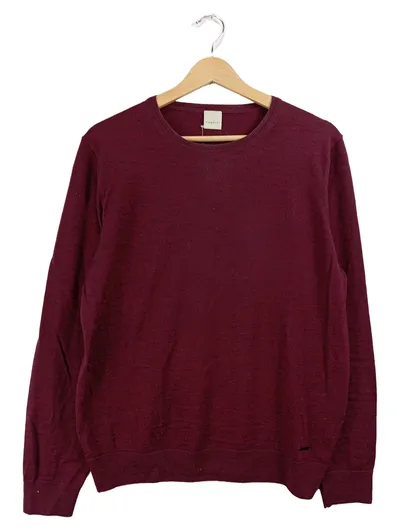bugatti Herren Pullover Gr. 48 M Rot Rundhals Wolle Polyacryl Basic