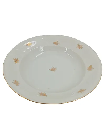 Bavaria Suppenteller Porzellan Weiß Gold Dekor Blumen 24 cm Klassisch