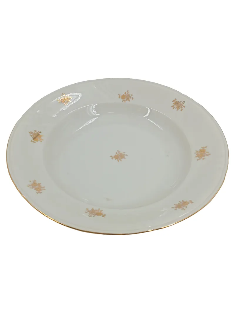 Bavaria Suppenteller Porzellan Weiß Gold Dekor Blumen 24 cm Klassisch 1