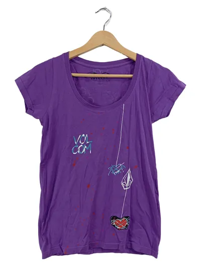 Volcom Damen T-Shirt Lila Gr. S Streetwear Logo Print
