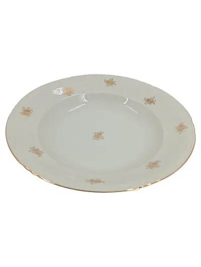 Bavaria Suppenteller Weiß Porzellan Goldrand Florales Muster 24 cm Klassisch
