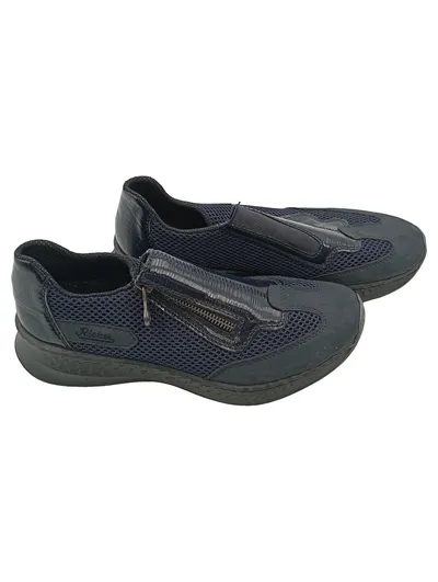 Rieker Damen Sneaker Low Blau Gr. 38 Mesh Reißverschluss Komfort