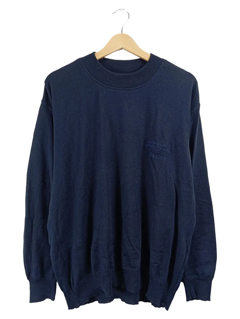 Carlo Colucci Pullover Herren Blau Gr. 50 L Wolle Stickerei 1