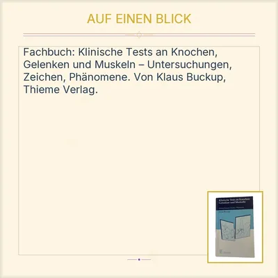 Klinische Tests an Knochen Gelenken und Muskeln - Klaus Buckup Thieme Fachbuch