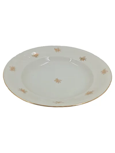Bavaria Suppenteller Porzellan Weiß Goldrand Florales Muster 24 cm