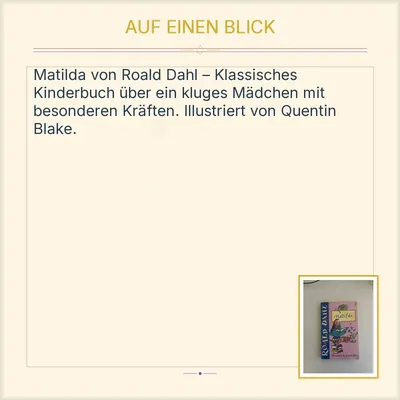 Matilda - Roald Dahl Kinderbuch Klassiker