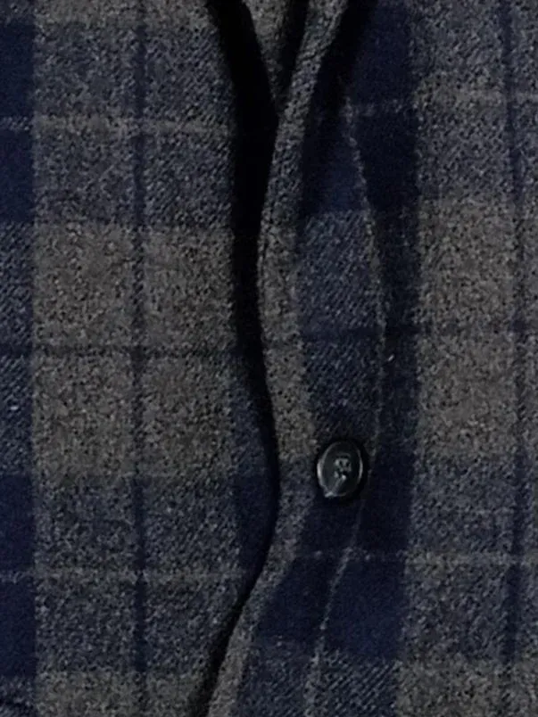 HUGO BOSS Herren Sakko Gr. 50 Kariert Wolle Grau Blau Blazer 4